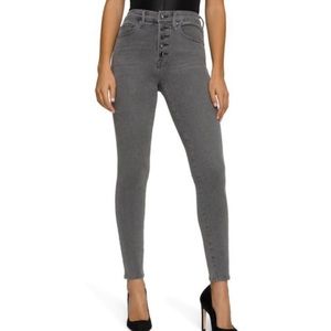 Good American Gray Waist Button Fly Crop Skinny Jeans